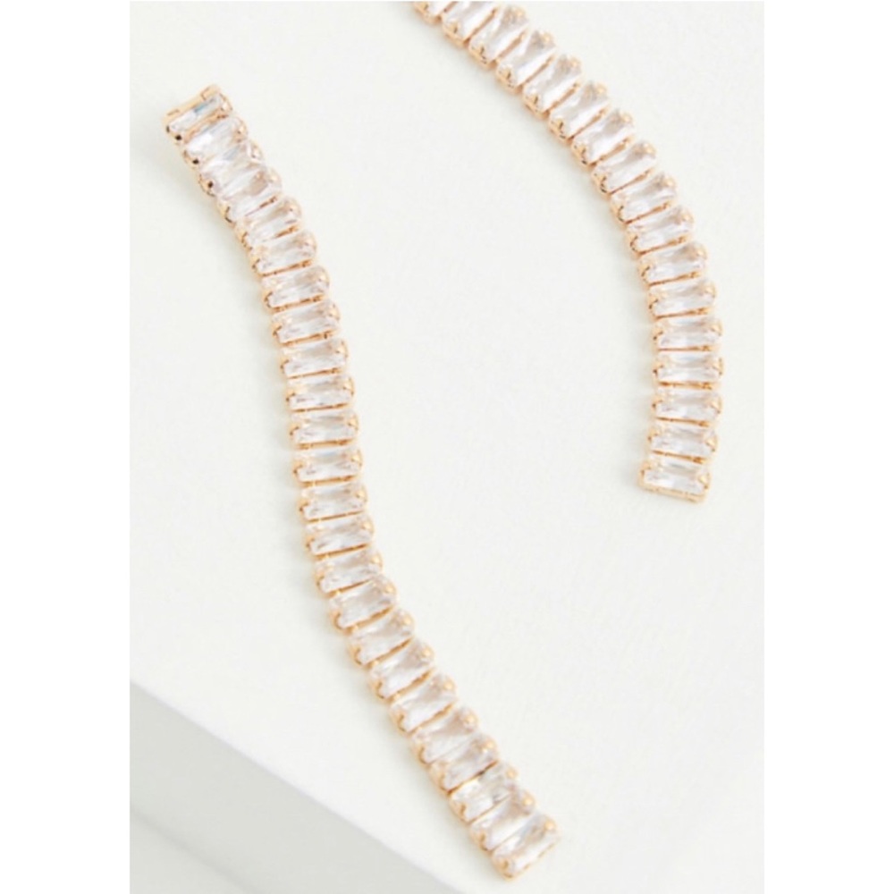 🆕 Gold-Tone Faux Baguette Dangle Earrings NWT Torrid New!